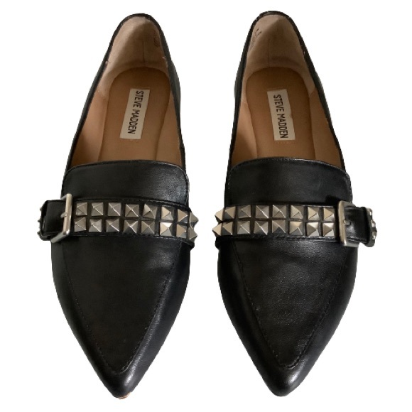 Steve Madden Shoes - STEVE MADDEN “FIRE” STUDDED BLACK LEATHER LOAFERS SIZE 8.5